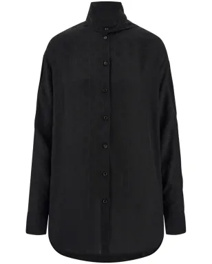 Ferragamo サッシュカラーのシルク ブラウス - ブラック - サムネイル1