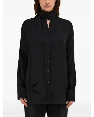 Ferragamo サッシュカラーのシルク ブラウス - ブラック - サムネイル3