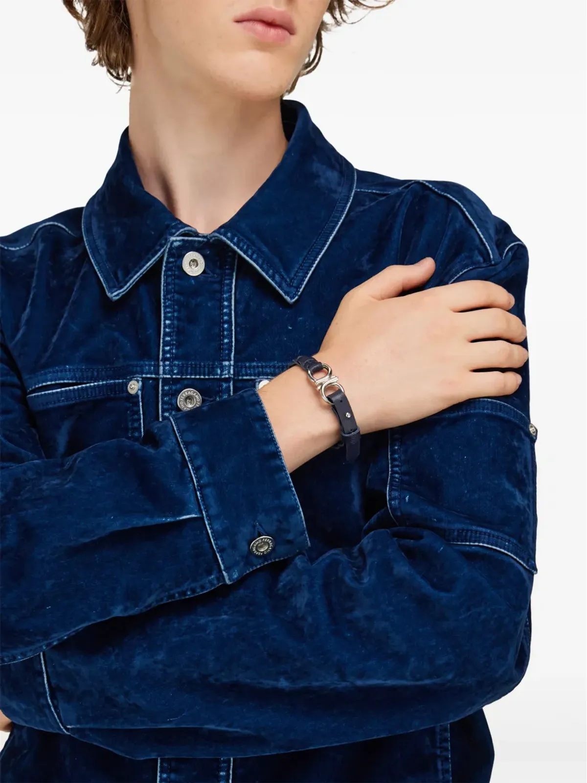 Ferragamo ブレイデッド ガンチーニプレート ブレスレット ブルー - 画像4