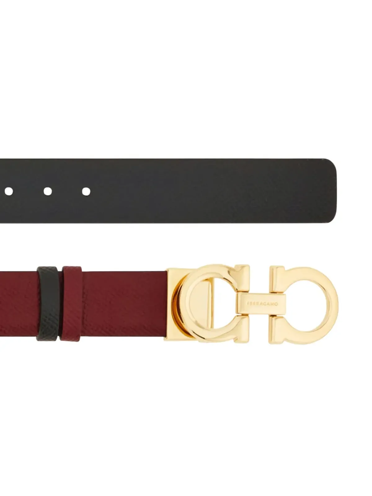Ferragamo リバーシブル ガンチーニバックル ベルト レッド - 画像2