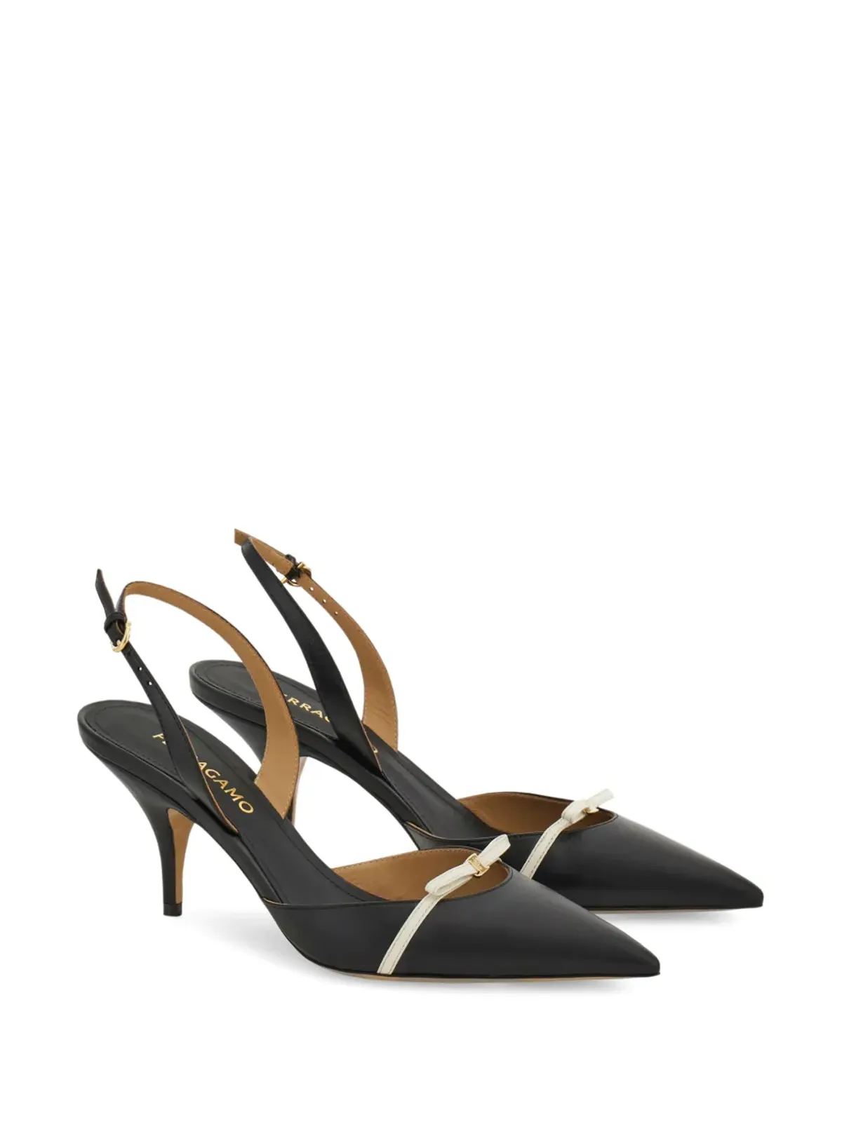 Ferragamo 70mm レザー スリングバック パンプス - ブラック - 画像2