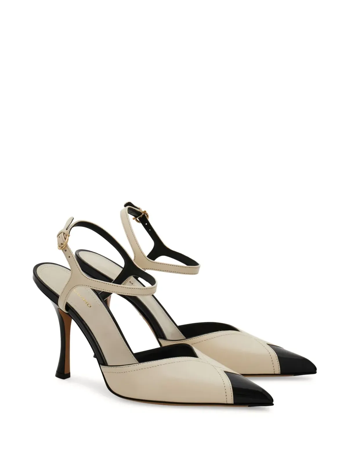Ferragamo 95mm コントラストインレイ パンプス - ニュートラルカラー - 画像2