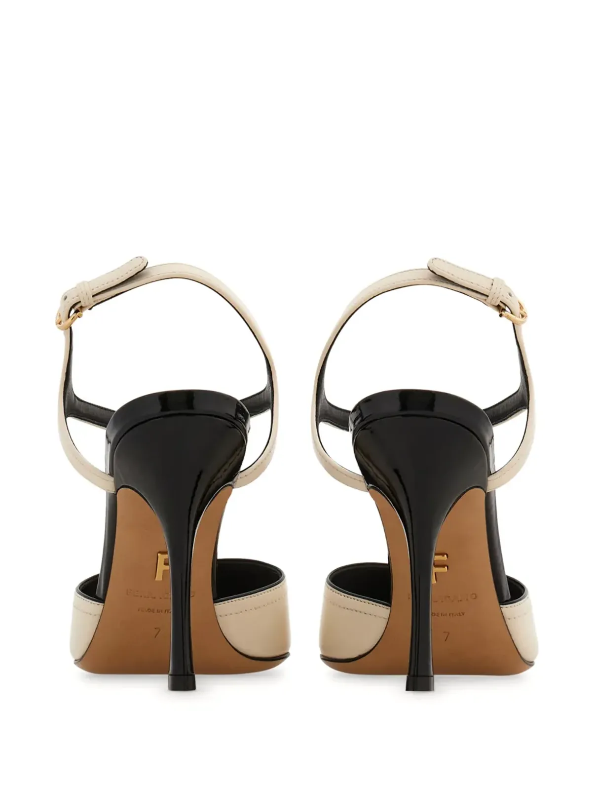 Ferragamo 95mm コントラストインレイ パンプス - ニュートラルカラー - 画像3