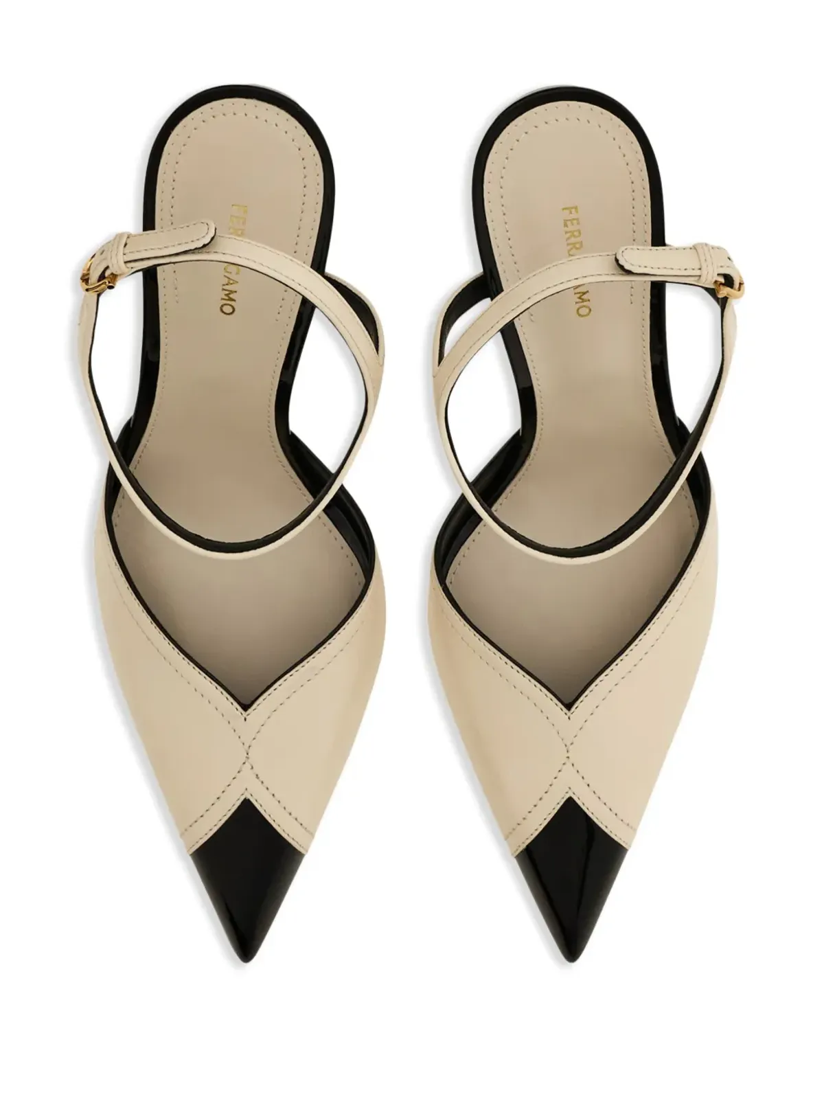 Ferragamo 95mm コントラストインレイ パンプス - ニュートラルカラー - 画像4