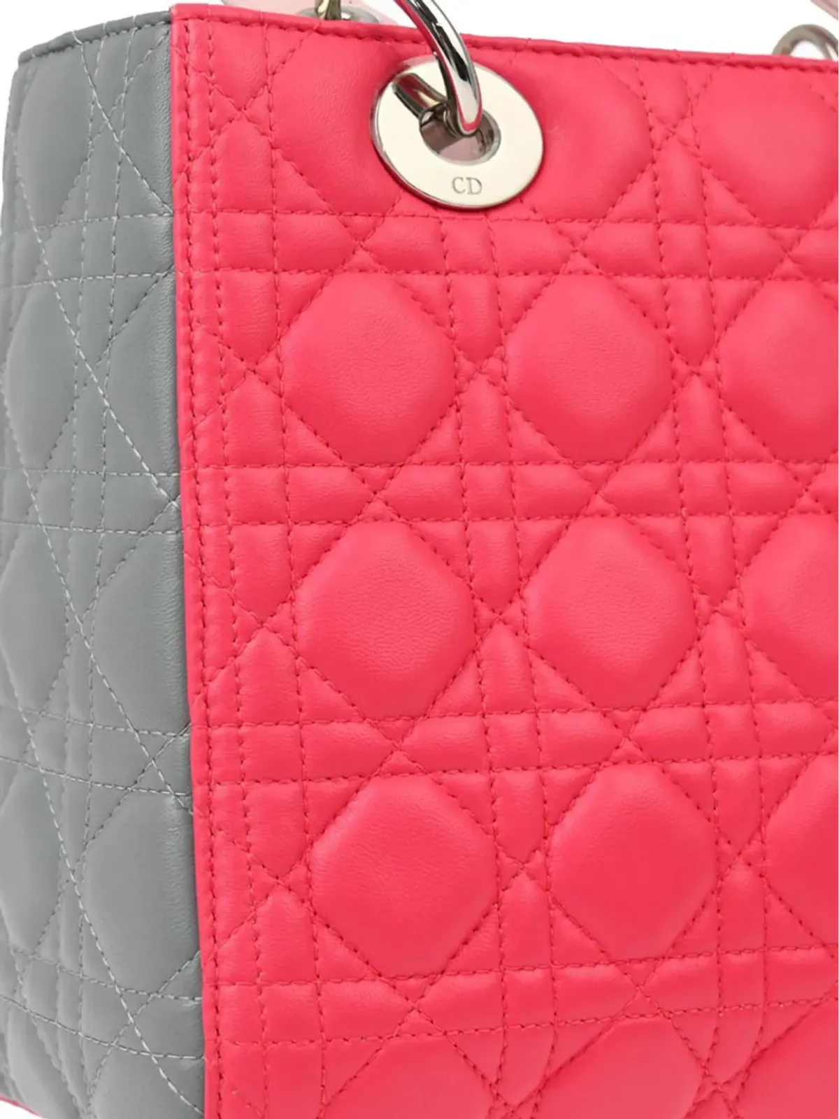 ビンテージ Christian Dior Cannage Lady Dior 2ウェイ ハンドバッグ - ピンク - 画像3