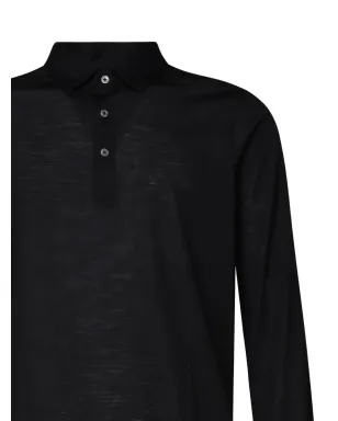 Giuliano Galiano 黒の長袖ポロシャツ - サムネイル3