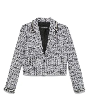Karl Lagerfeld フェイクパール装飾ブークレ ジャケット - ブラック - サムネイル1