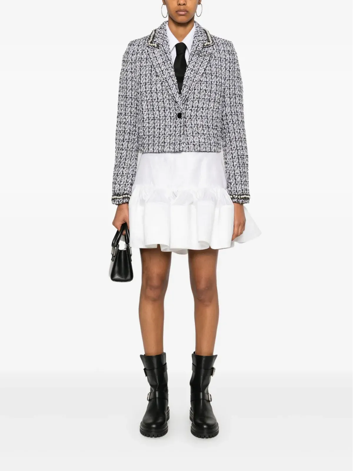 Karl Lagerfeld フェイクパール装飾ブークレ ジャケット - ブラック - 画像2
