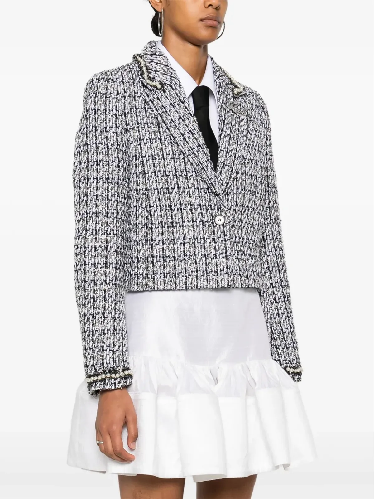 Karl Lagerfeld フェイクパール装飾ブークレ ジャケット - ブラック - 画像3