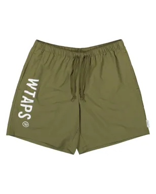 WTAPS エラスティックロゴプリント ショーツ - グリーン - サムネイル1