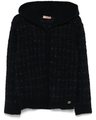TWINSET ジャカードニット チェック柄ジャケット ブルー - サムネイル1