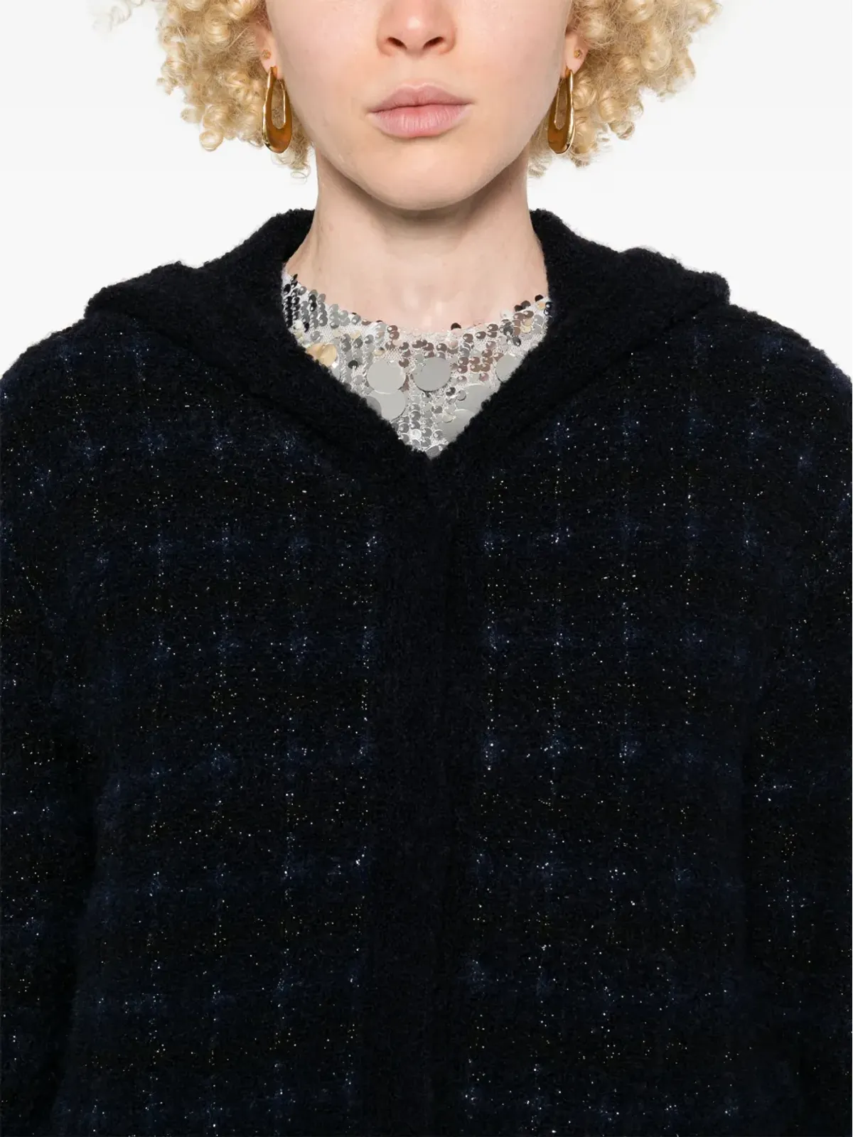 TWINSET ジャカードニット チェック柄ジャケット ブルー - 画像5