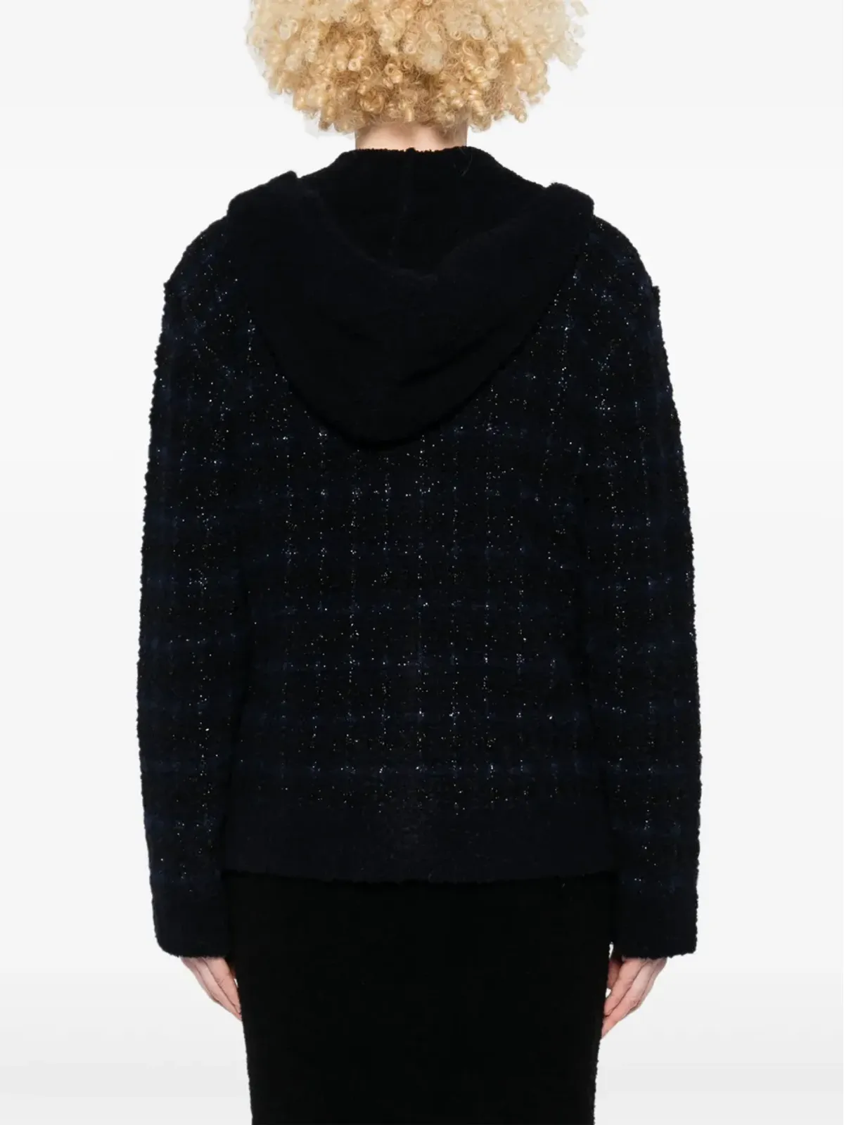 TWINSET ジャカードニット チェック柄ジャケット ブルー - 画像4