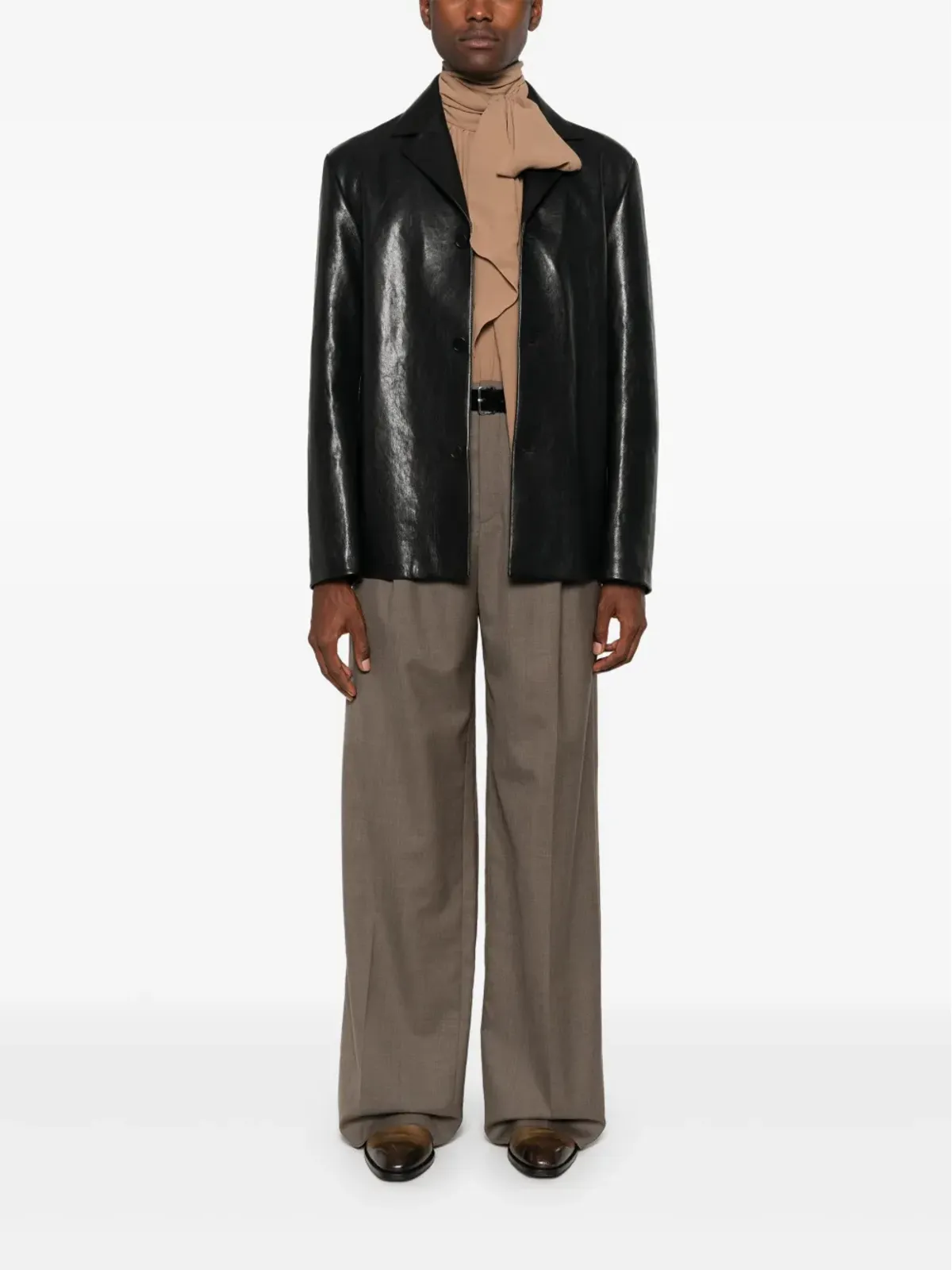 Saint Laurent ウール素材のワイドレッグパンツ - ブラウン - 画像2