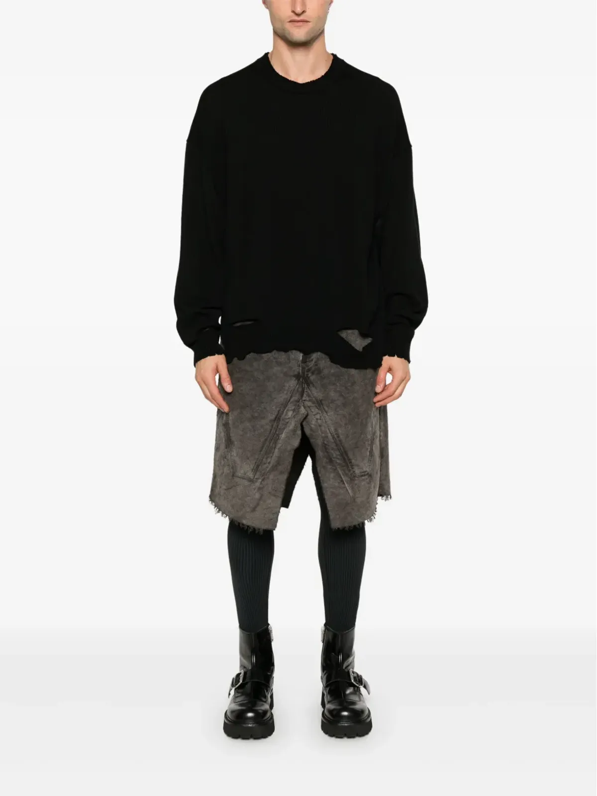 Rick Owens DRKSHDW シルバー仕上げミディスカート - ブラウン - 画像2