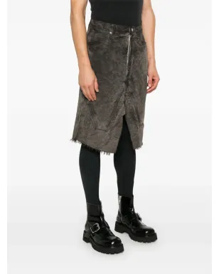 Rick Owens DRKSHDW シルバー仕上げミディスカート - ブラウン - サムネイル3