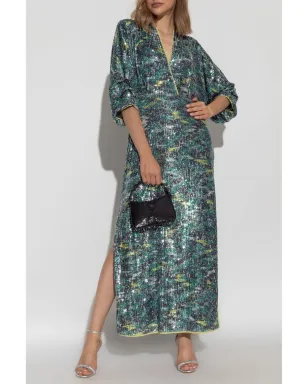 DVF Diane von Furstenberg ジェッセル スパンコール装飾ミディドレス グリーン - サムネイル2