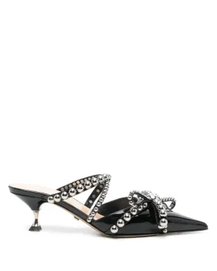 MACH & MACH 55mmスタッズ付きレザー・ミュール（ブラック） - サムネイル1