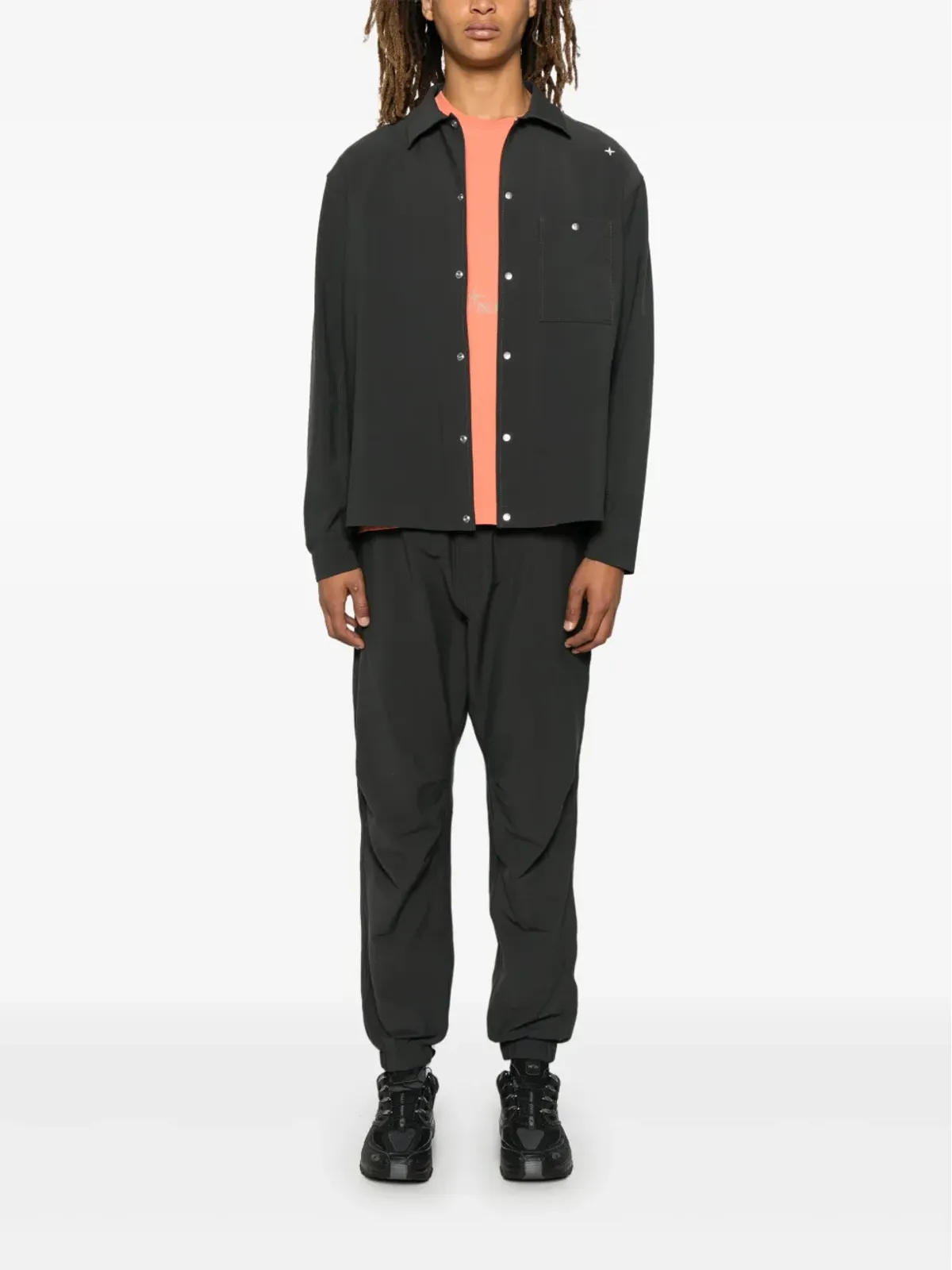 Stone Island プレススタッド オーバーシャツ グレー - 画像2