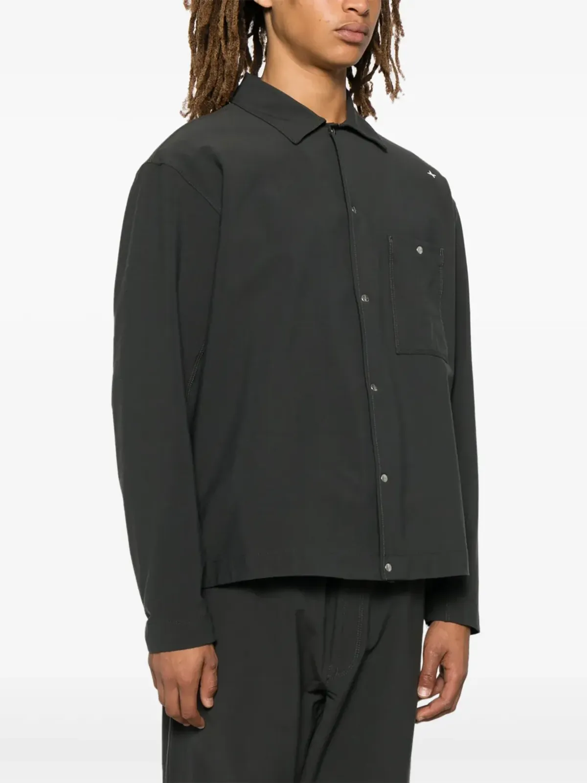 Stone Island プレススタッド オーバーシャツ グレー - 画像3
