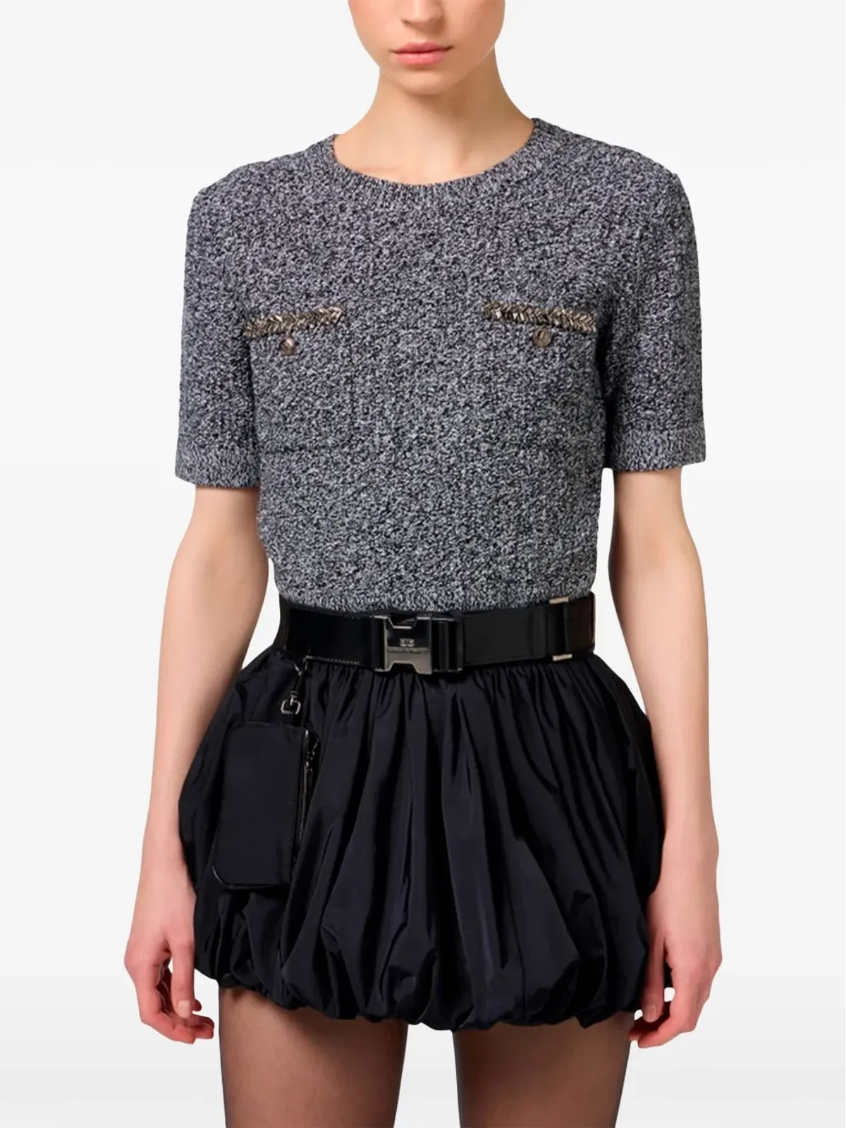 Elisabetta Franchi チェストポケットトップ ブラック - 画像4