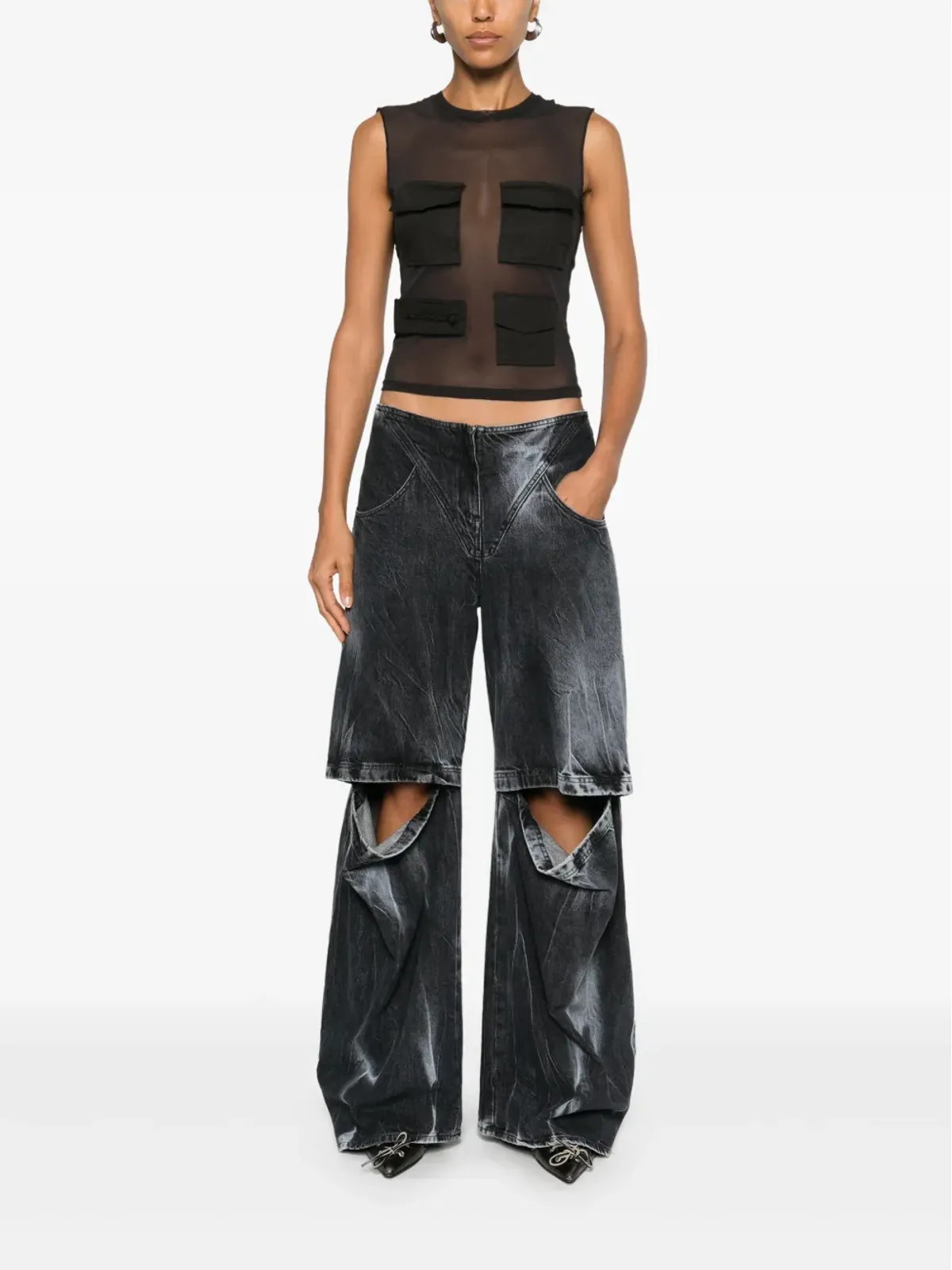 ALESSANDRO VIGILANTE cut-out jeans - Blue - 画像2