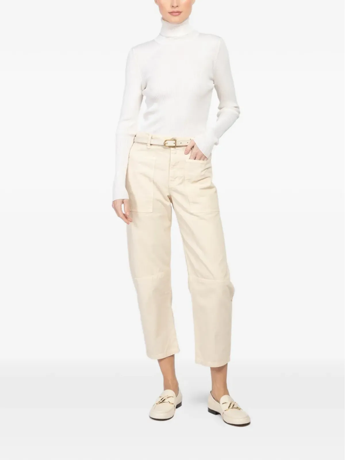 Velvet brylie belted trousers - Neutrals - 画像2