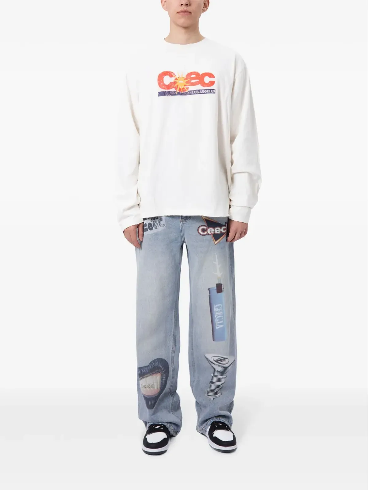 CEEC ディストレスド風ロゴプリントTシャツ - 画像2