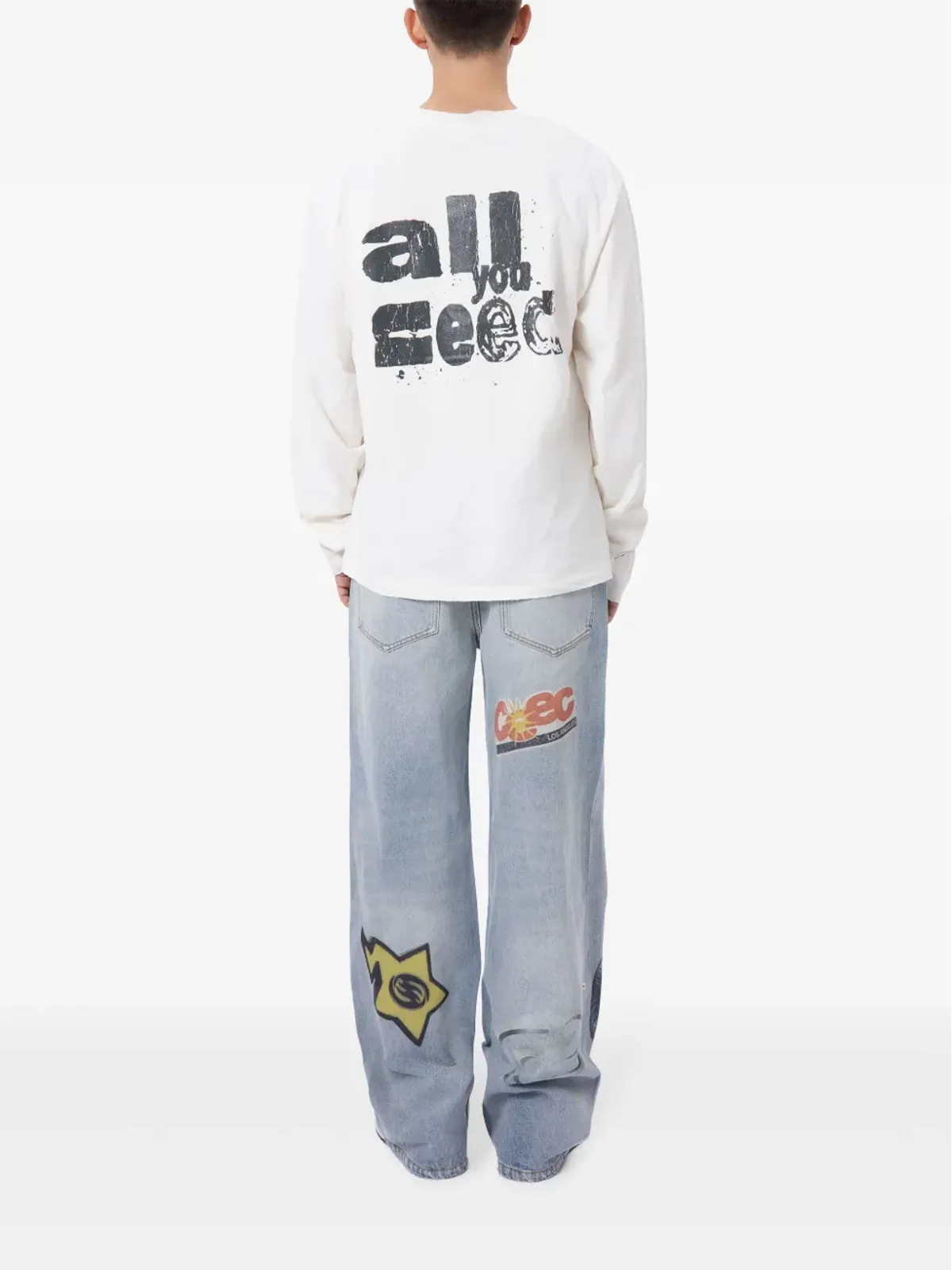 CEEC ディストレスド風ロゴプリントTシャツ - 画像4