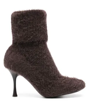 Gianvito Rossi 85mmニットアンクルブーツ - ブラウン - サムネイル1