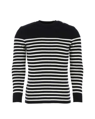 Saint James Rochefort button striped jumper - Blue - サムネイル1