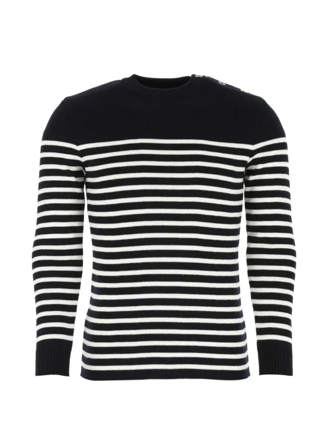 Saint James Saint James Rochefort button striped jumper - Blueの商品画像