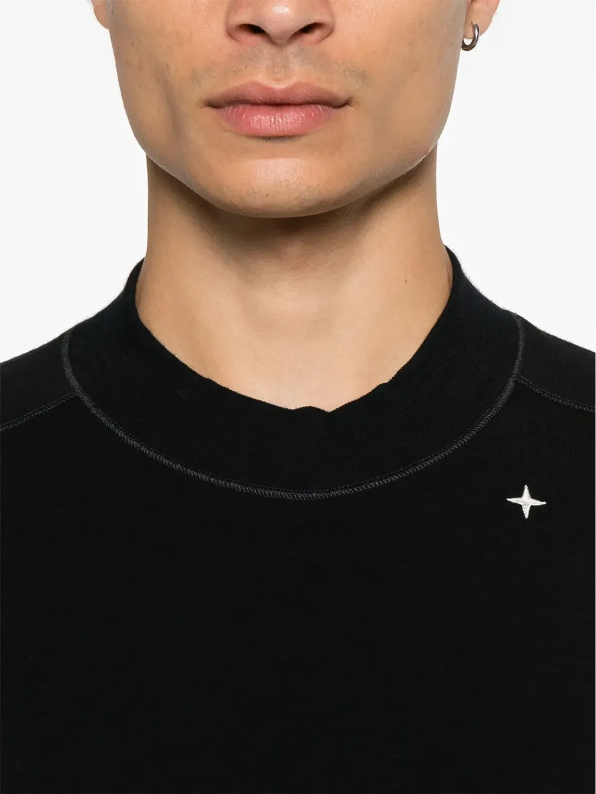 Stone Island ロゴ刺繍スウェットシャツ ブラック - 画像5