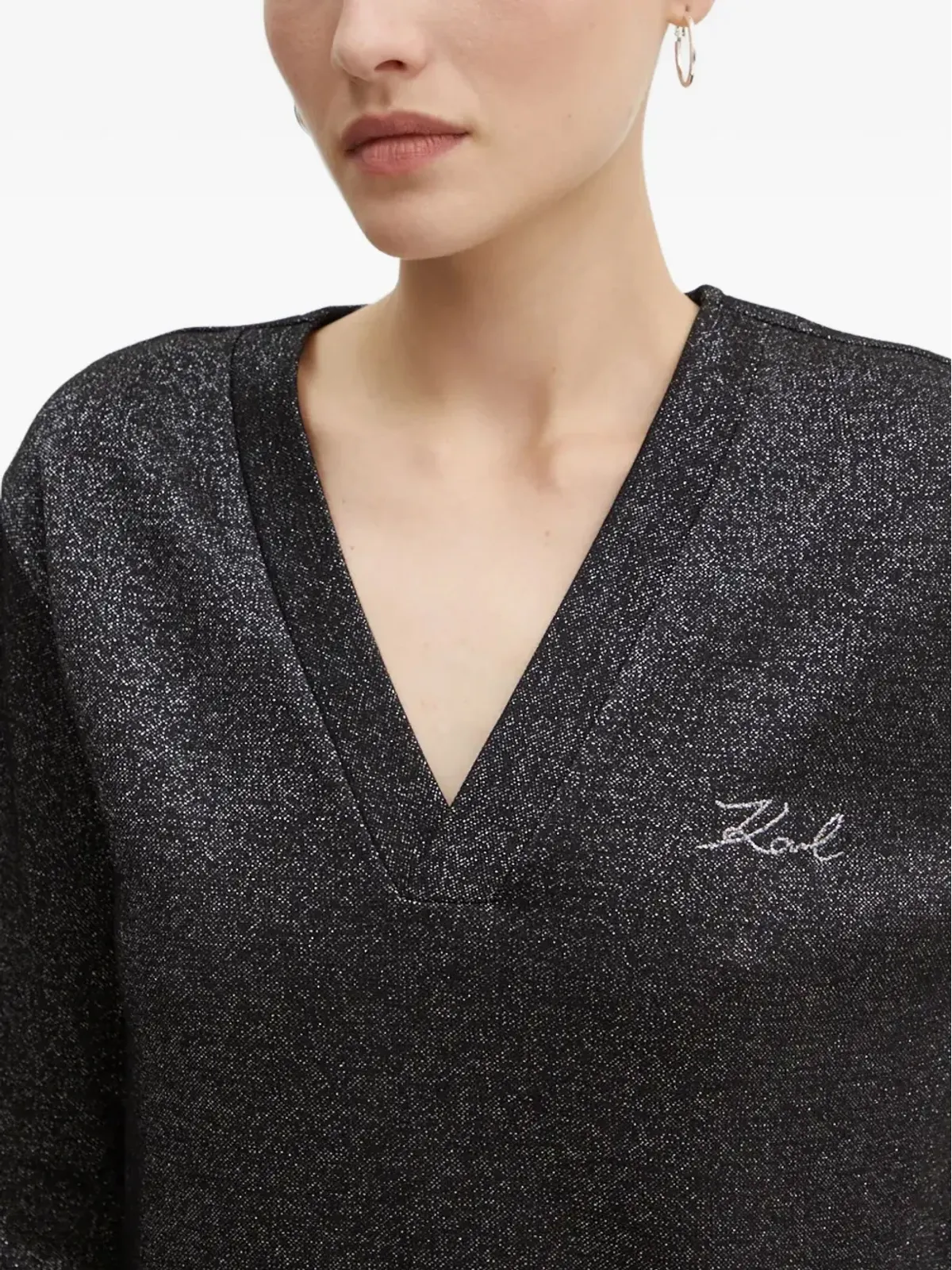 Karl Lagerfeld V-neck ロゴ刺繍 スウェットシャツ - 画像4