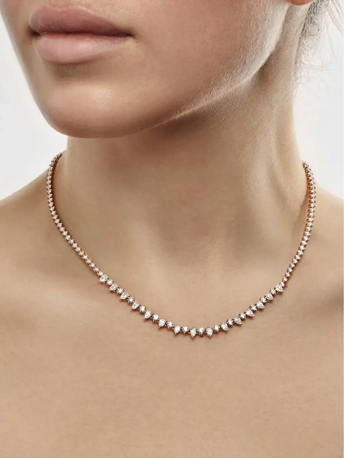 Jewels Aficionado 18Kローズゴールド テニスダイヤモンド ネックレス - ピンク - 画像3