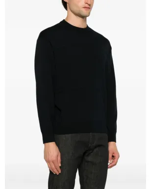 Emporio Armani パネル編みセーター - ブルー - サムネイル3