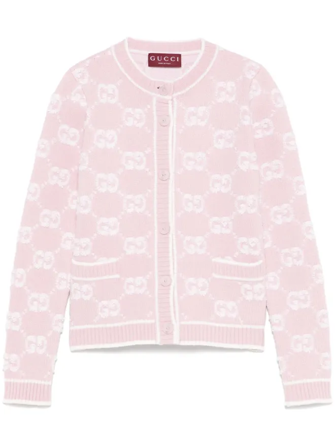 Gucci Gucci GG ウールブークレ ジャカード カーディガン ピンクの商品画像
