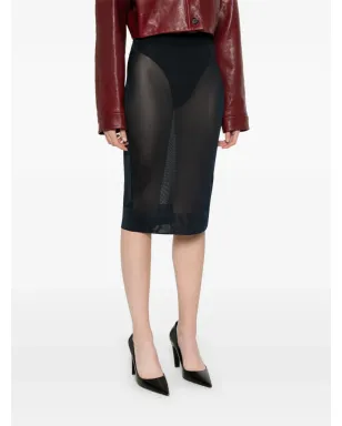 Saint Laurent ニット編みペンシルミディスカート ブルー - サムネイル3
