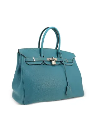 Hermès ビンテージ Birkin 35 バッグ - ブルー - サムネイル3