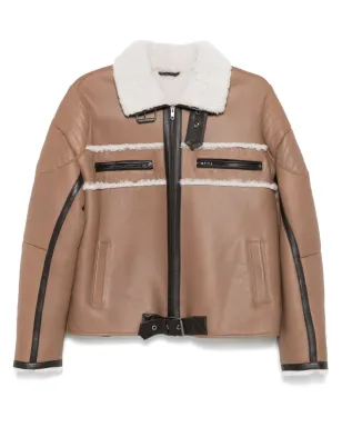 Manokhi シアーリングディテール レザージャケット - サムネイル1