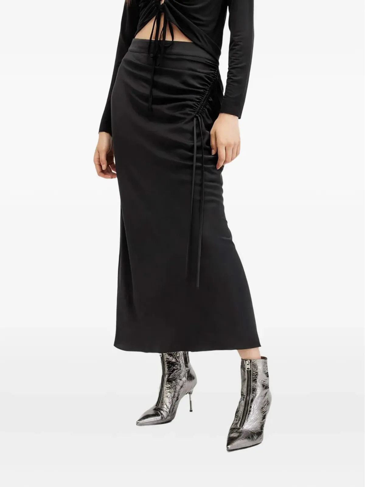 AllSaints アレクシア ドローストリング サイドシーム スカート - 画像1
