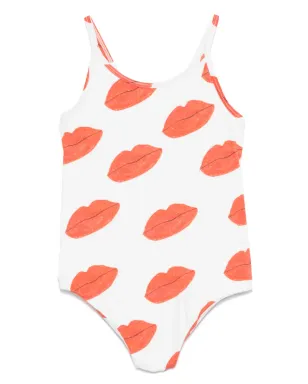 The Animals Observatory lips-print swimsuit - White - サムネイル1