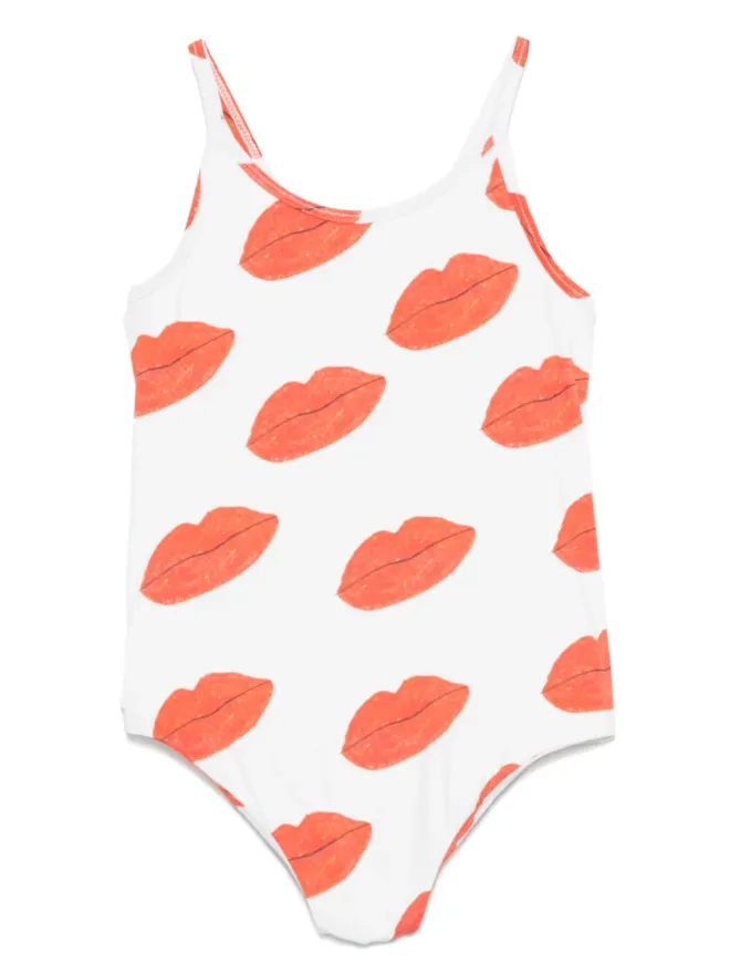 The Animals Observatory The Animals Observatory lips-print swimsuit - Whiteの商品画像