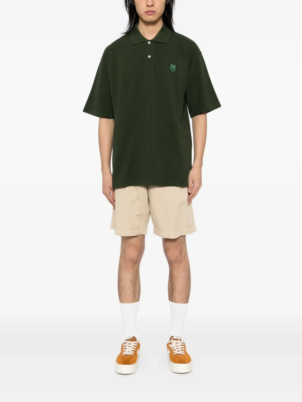 Maison Kitsuné 大胆なキツネの頭パッチ付き コンフォート ポロシャツ - グリーン - 画像2