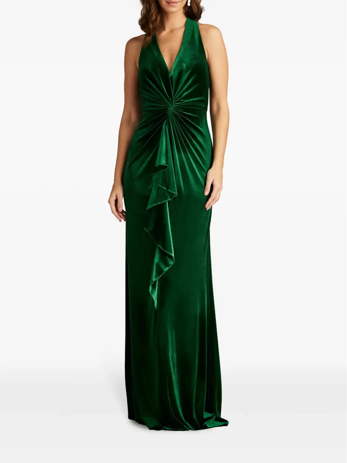 Tadashi Shoji Cider Twist-Drape velvet gown - Green - 画像2