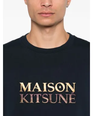 ビンテージ Maison Kitsuné グラデーションロゴ Tシャツ ブルー - サムネイル4
