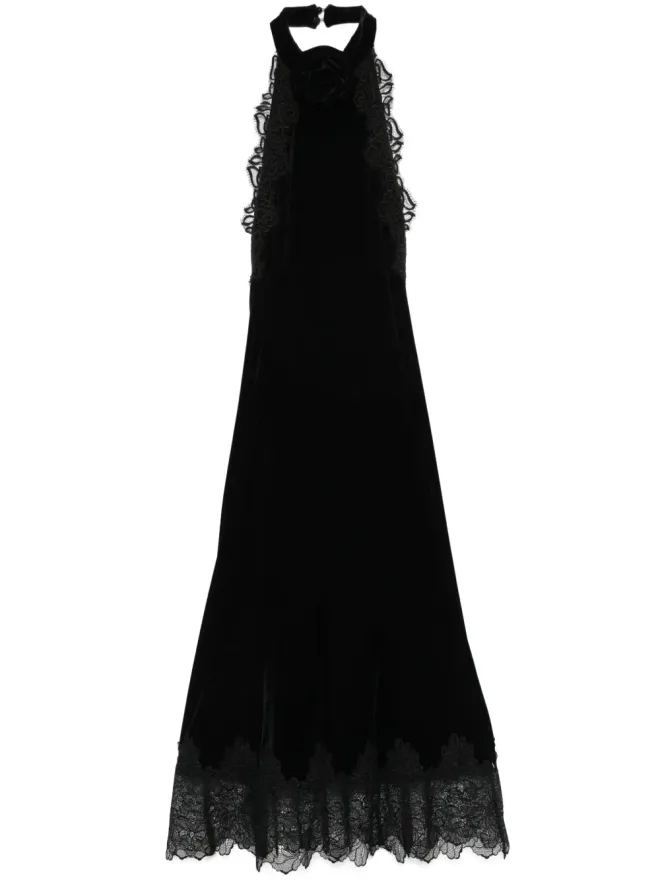 NISSA NISSA フローラルアップリケ ミディドレス ブラックの商品画像