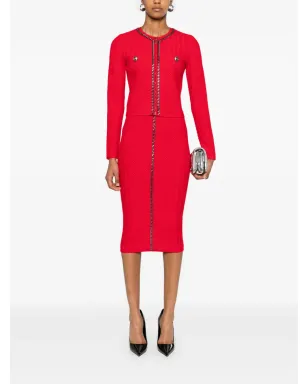 Elisabetta Franchi ヘリンボーンステッチ カーディガン - 赤 - サムネイル2