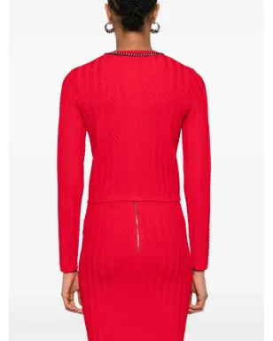 Elisabetta Franchi ヘリンボーンステッチ カーディガン - 赤 - サムネイル4