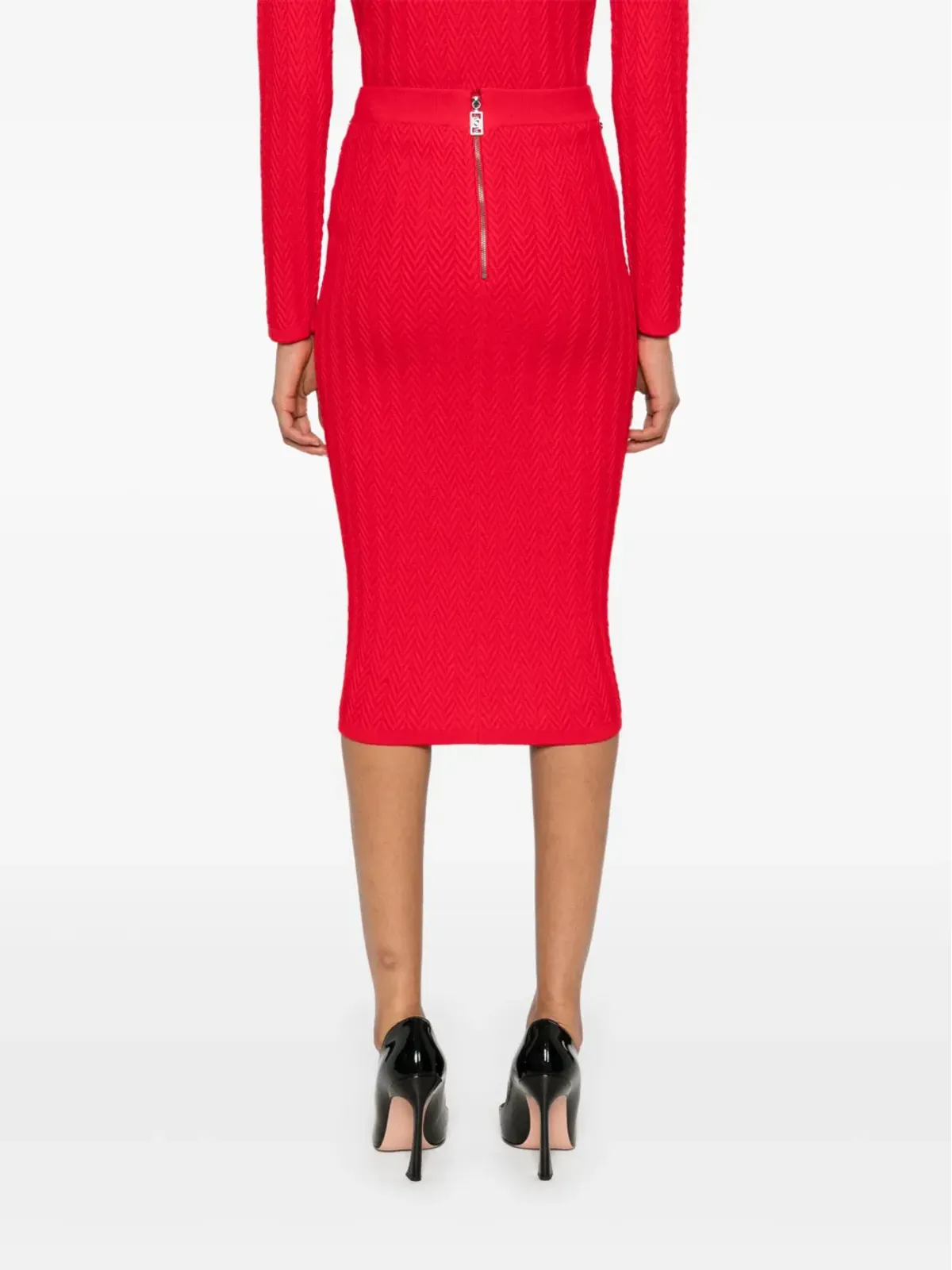 Elisabetta Franchi チェーンディテール ミディスカート - 画像4